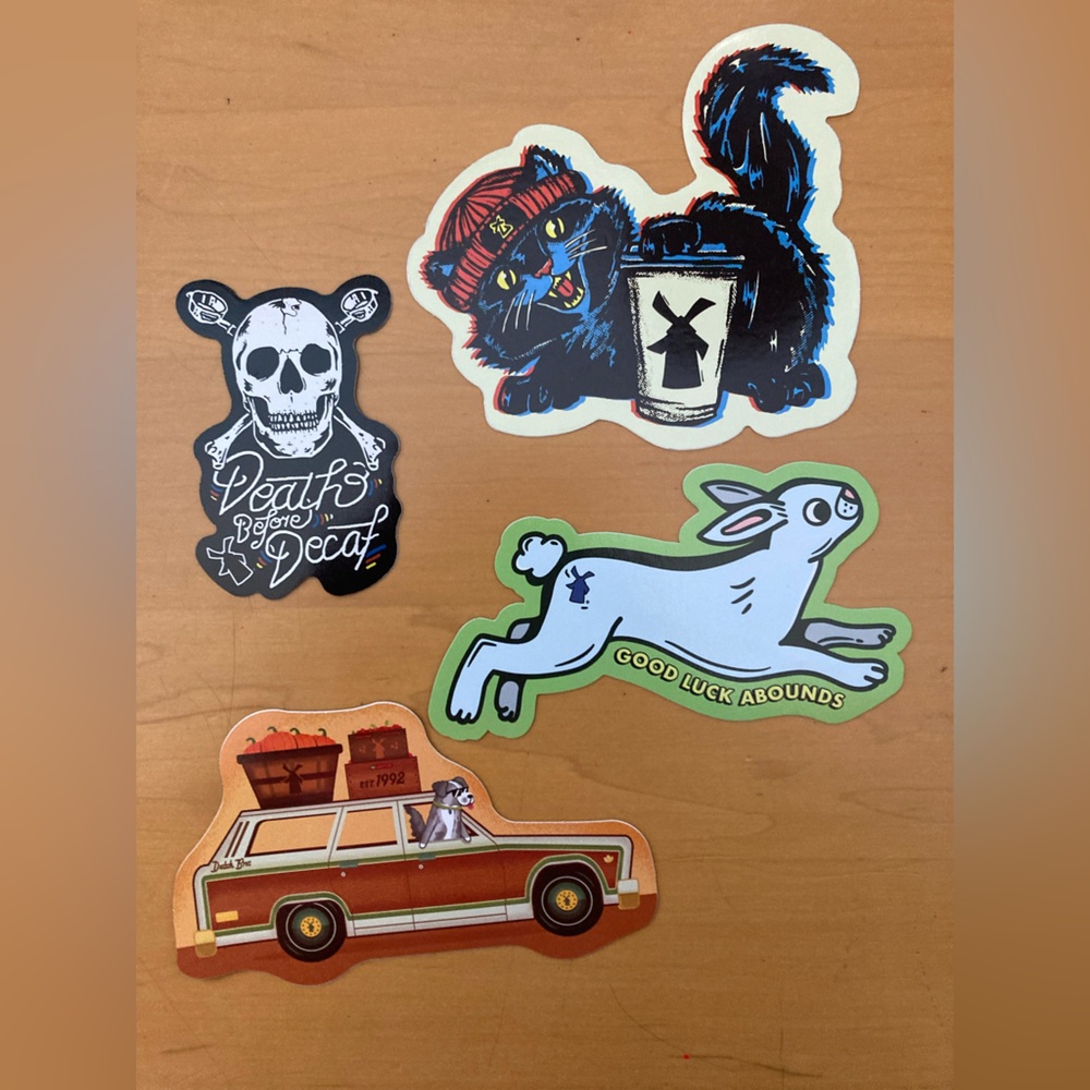 Lot of 4 Rare Hard to find Arizona Dutch Bros Christmas, Halloween stickers